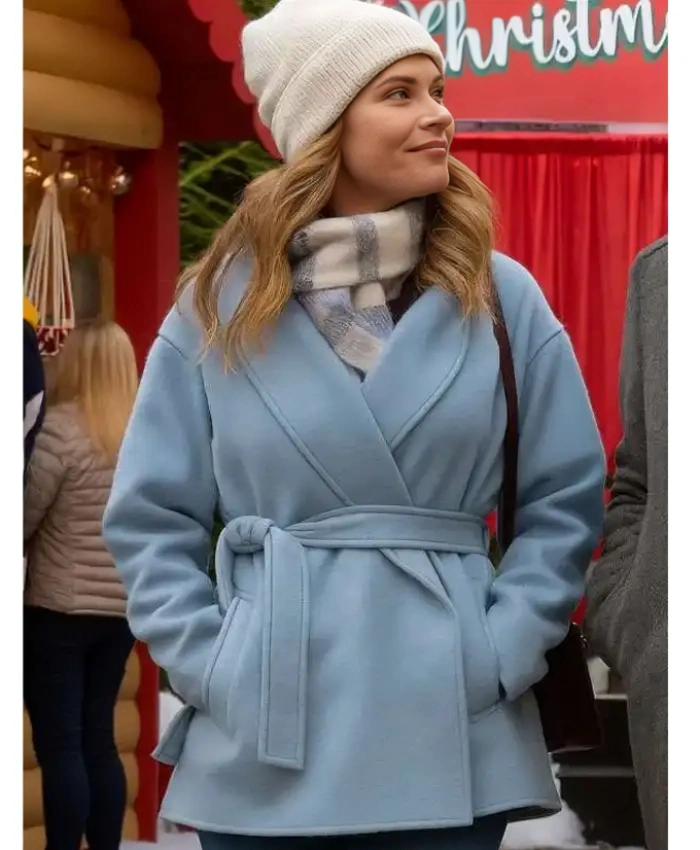 Lyndsy Fonseca Single On The 25th 2025 Nell Duke Blue Wool Coat