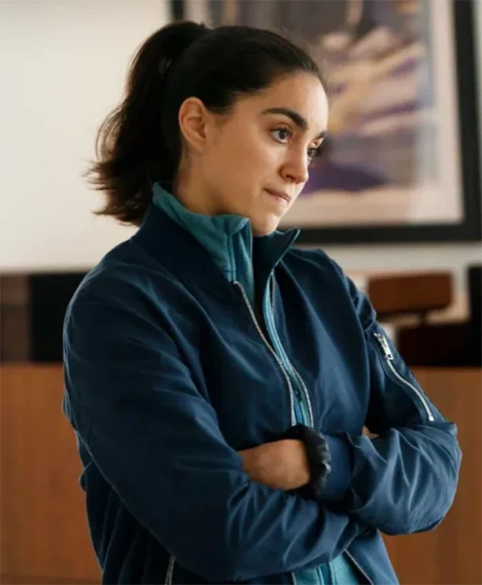 Lynley S01 Sofia Barclay Blue Bomber Jacket