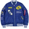 MA 1 Alpha Industries X Los Angeles Rams New Era Blue Full Zip Bomber Jacket