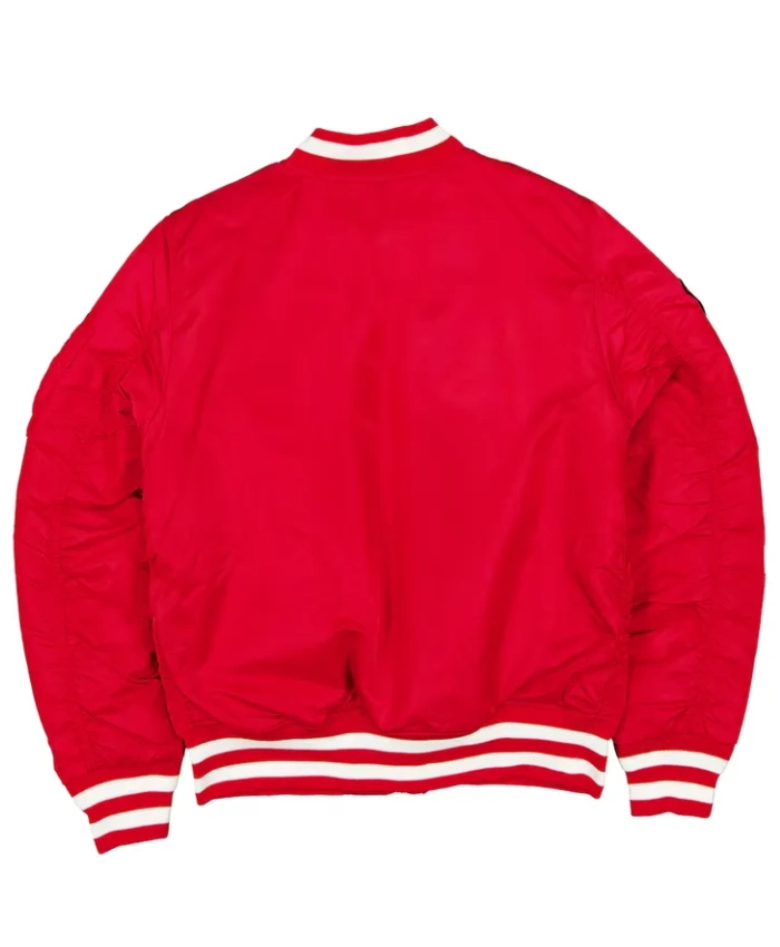 Alternative view of MA-1 Kansas City Chiefs Red Bomber Jacket