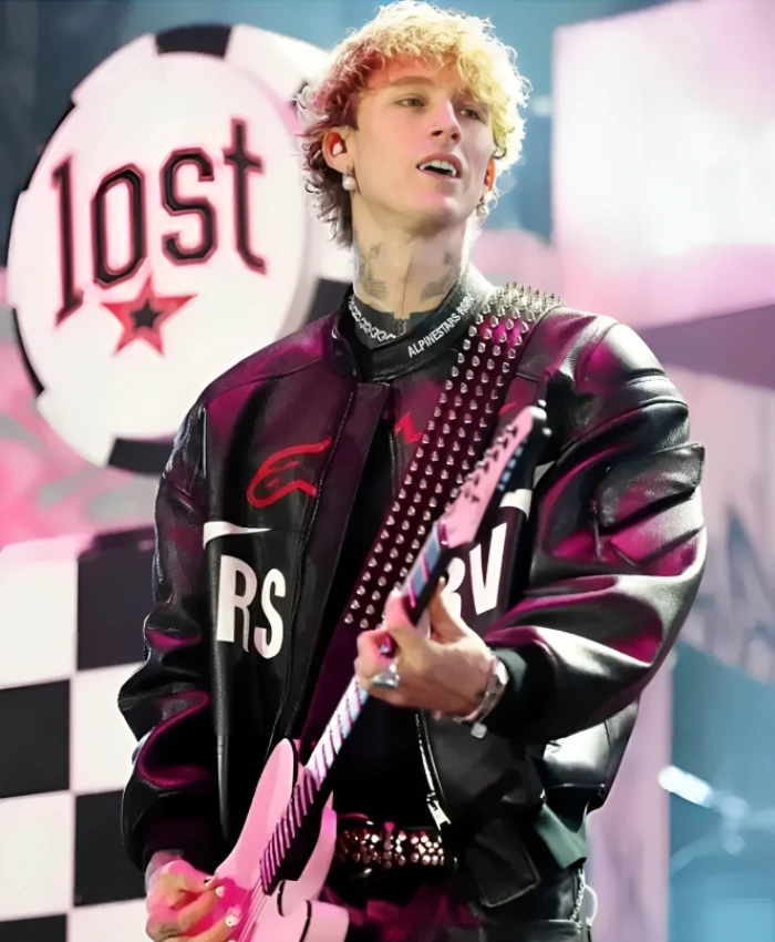 F1 Grand Prix of Las Vegas MGK Black Leather Jacket - Image 2