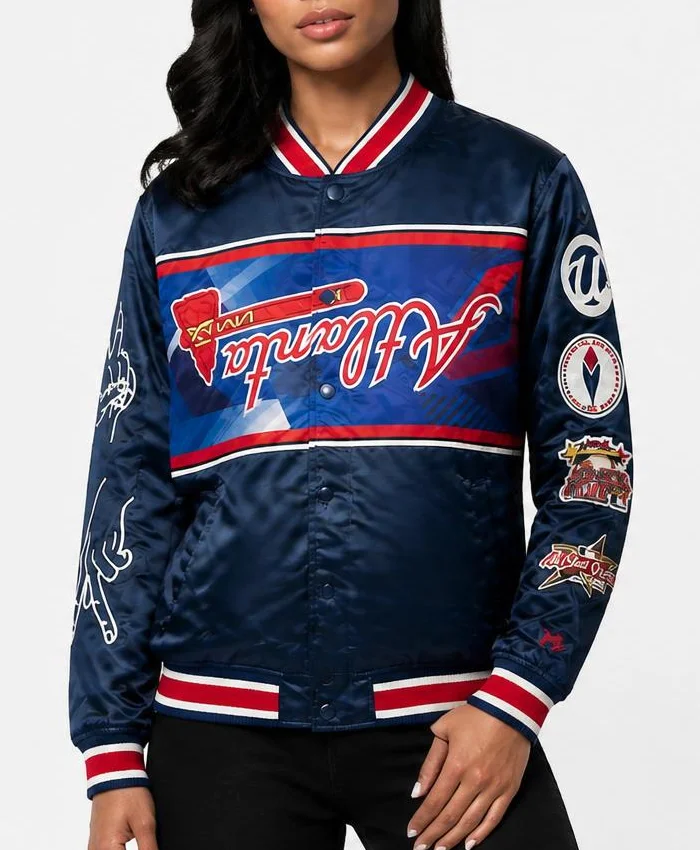 MLB All-Star Atlanta Braves Usher Blue Varsity Jacket - Image 4