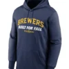 MLB Milwaukee Brewers 2025 Postseason Authentic Collection Navy Blue Fleece Hoodie