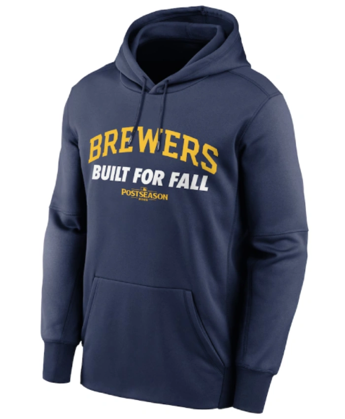 MLB Milwaukee Brewers 2025 Postseason Authentic Collection Navy Blue Fleece Hoodie