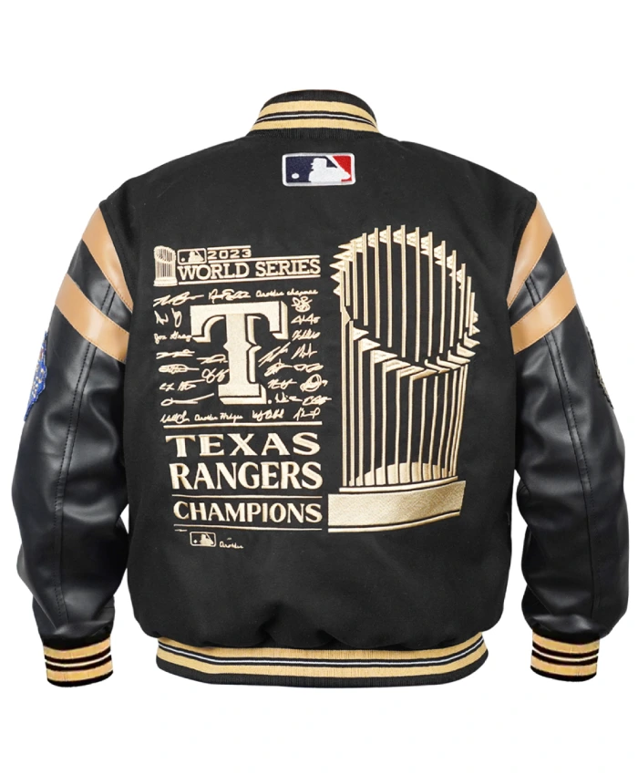 MLB Team Texas Rangers World Black Varsity Jacket
