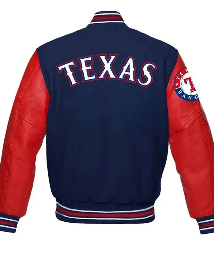 Alternative view of MLB Texas Rangers Blue and Red Varsity Jacket
