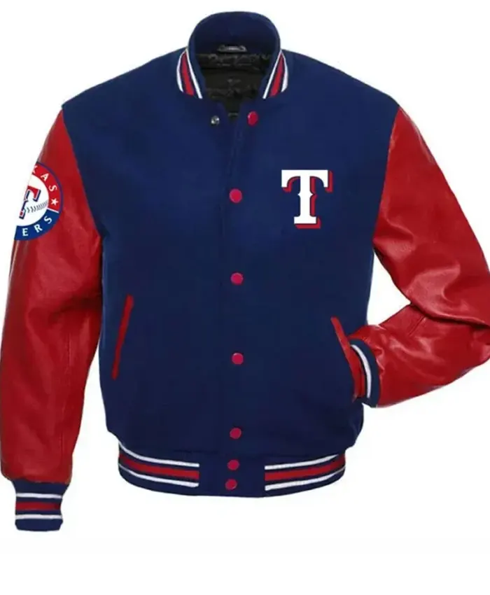 MLB Texas Rangers Blue and Red Varsity Jacket