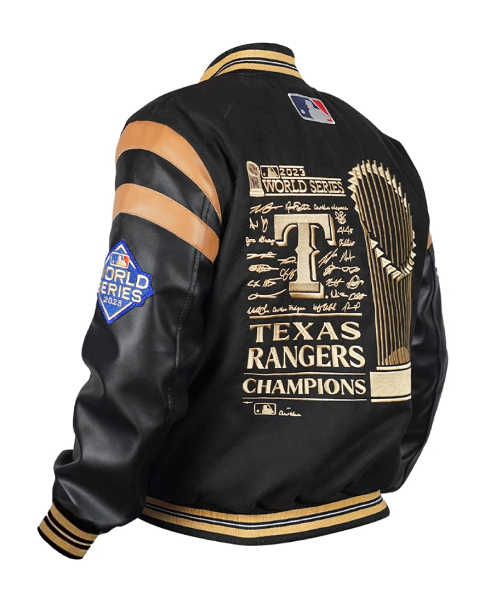 MLB Texas Rangers World Series Champions Black Varsity Jacket