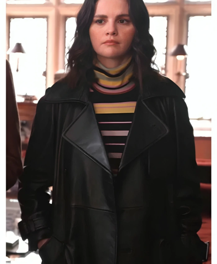 Mabel Mora TV Series Only Murders In The Building S05 Selena Gomez Black Leather Trench Coat