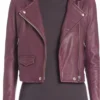 Maggie Deetz Electric Bloom 2025 Burgundy Leather Jacket 1
