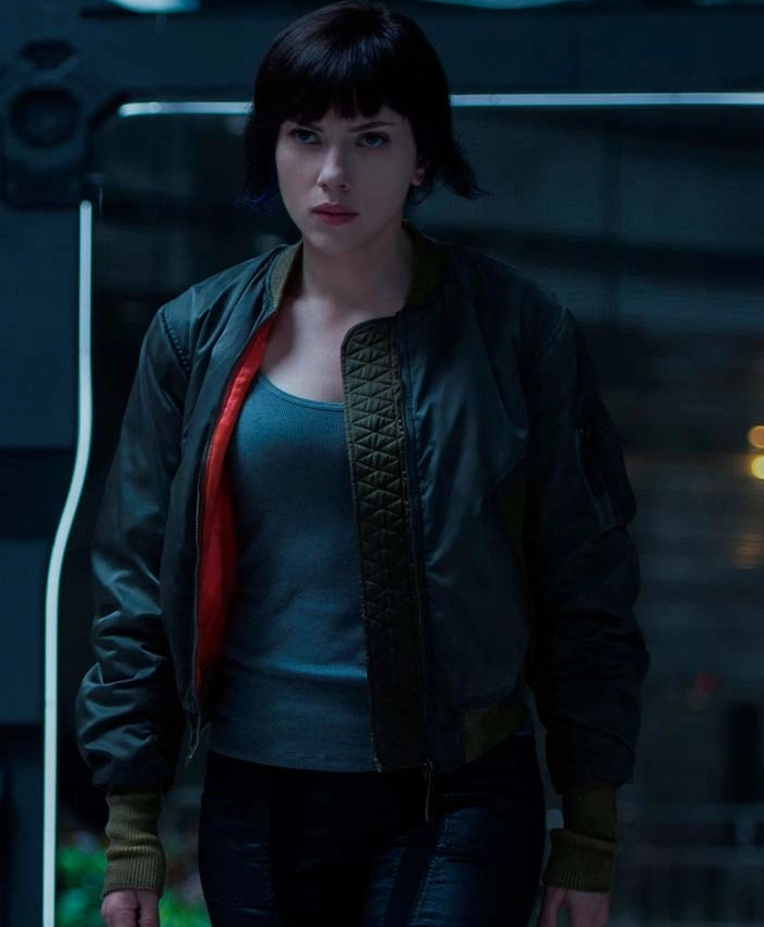 Major Scarlett Johansson Ghost in The Shell Satin Jacket Sale