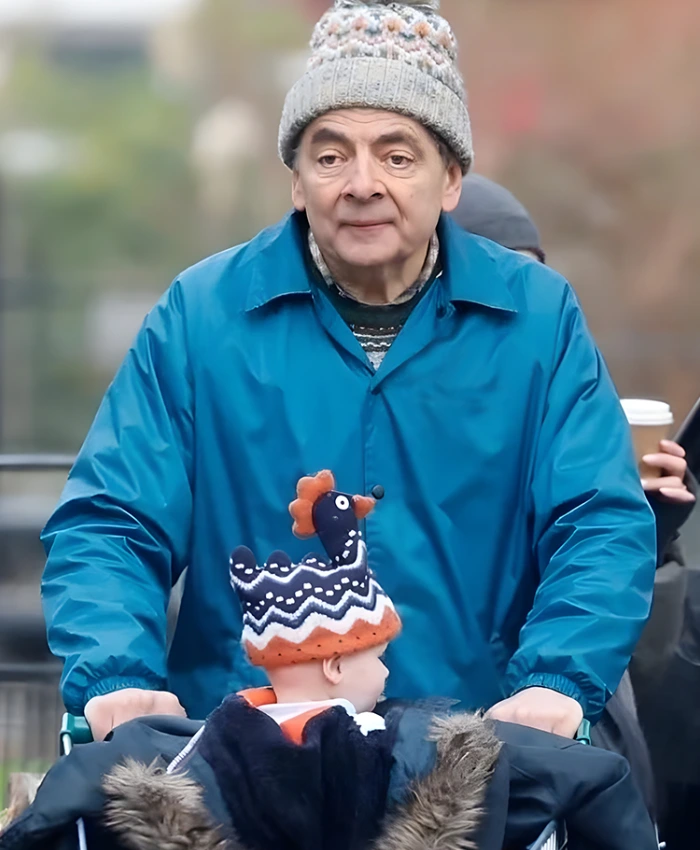 Man Vs Baby Trevor Bingley Rowan Atkinson Blue Jacket