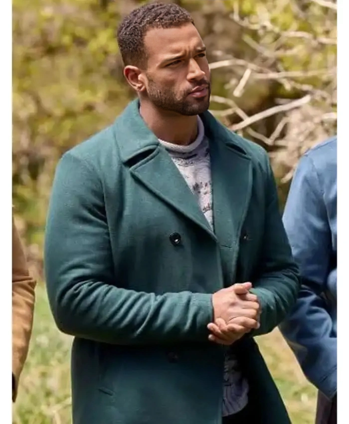 Marcus Brodie TV Series Finding Mr. Christmas Sea Green Wool Peacoat