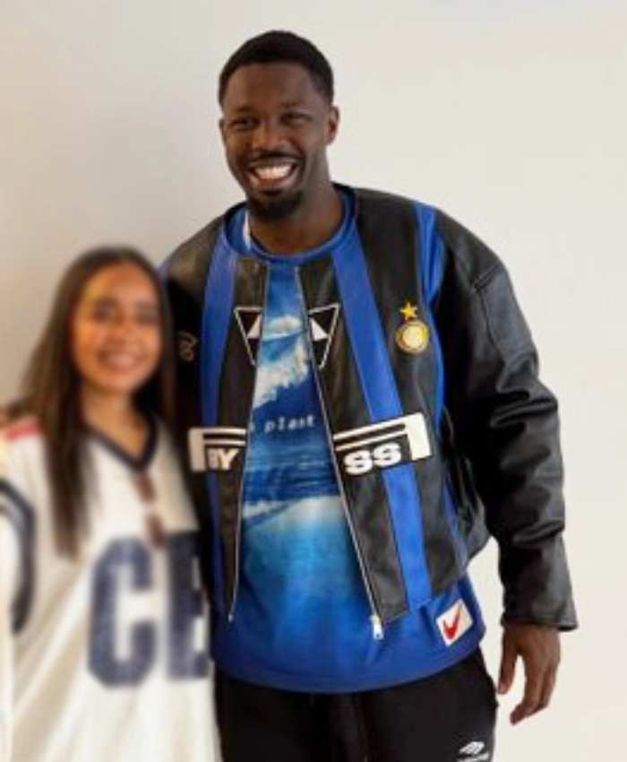Marcus Thuram Personalized Blue And Black Stripes Jacket