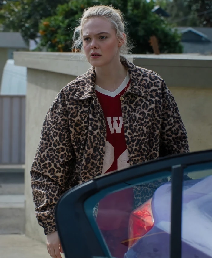 Margos Got Money Troubles 2026 Elle Fanning Leopard Print Jacket - Image 2