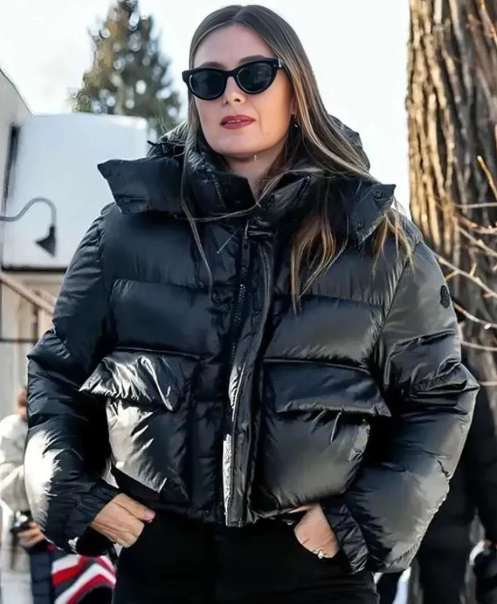 Maria Sharapova Black Puffer Jacket 2026 - Image 2