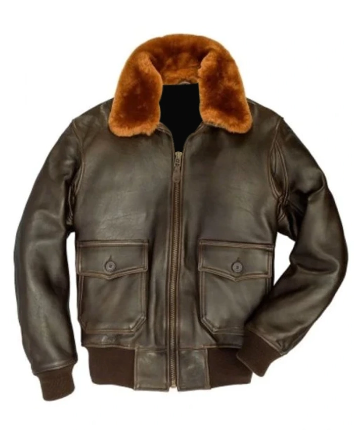 Mark US Shearling Fur G-1 Flight Bomber Jacket - Image 3