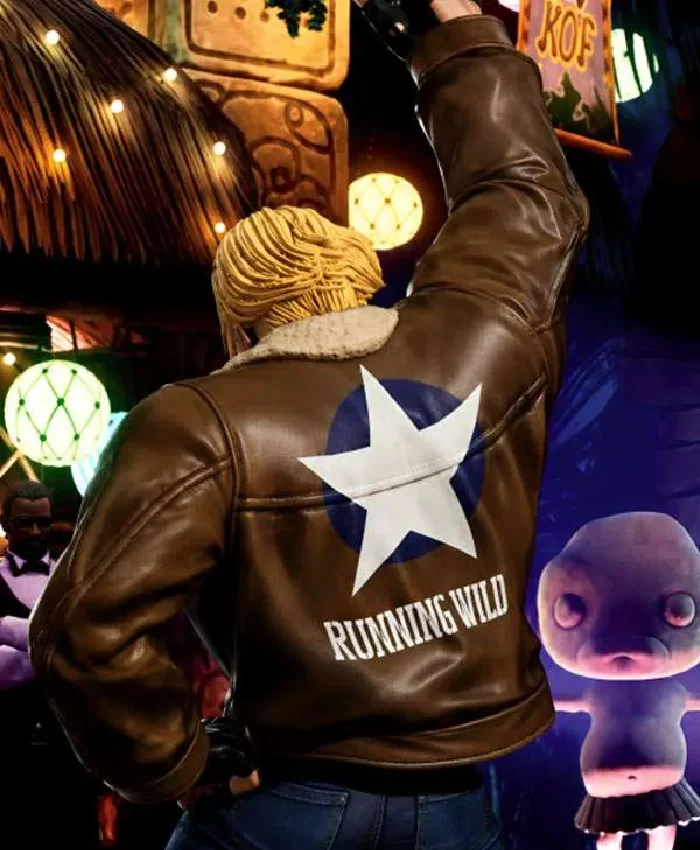 Mark of the Wolves Terry Bogard Brown Shearling Leather Jacket