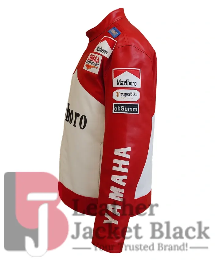 Marlboro Yamaha Leather Red And White Jacket