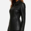 Marsha Black Leather Car Coat Womens