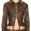 Marshals Arielle Kebbel Brown Lace Up Leather Jacket