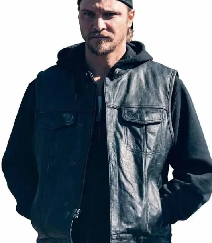 Marshals Luke Grimes Leather Biker Vest Sale