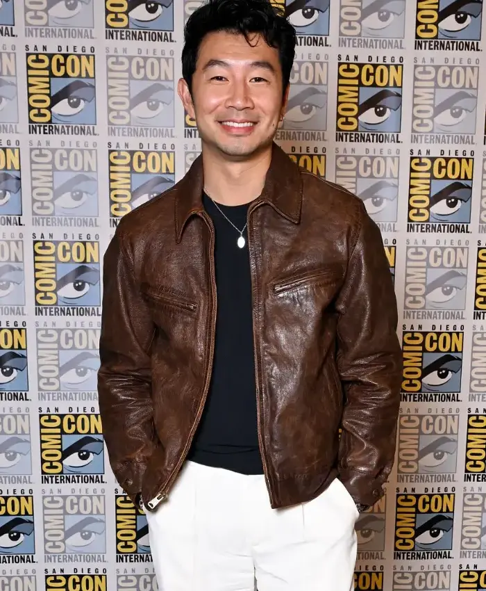 Marvel San Diego Comic Con Simu Liu Brown Leather Jacket