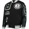 Mash Up Brooklyn Nets Black Varsity Jacket 1