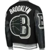 Mash Up Brooklyn Nets Black Varsity Jacket Back 1