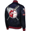 Mash Up Cleveland Guardians Navy Full Snap Satin Varsity Jacket