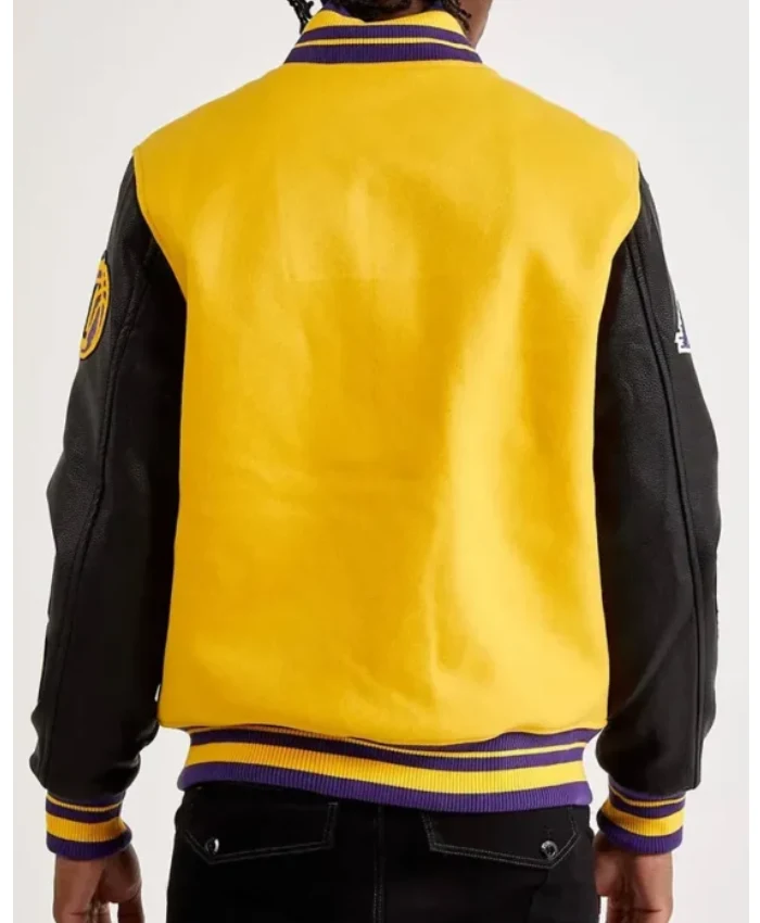 Mash Up LA Lakers Yellow And Black Varsity Jacket