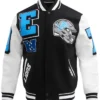Mashup Detroit Lions Rib Wool And Leather Sleeves Varsity Jacket