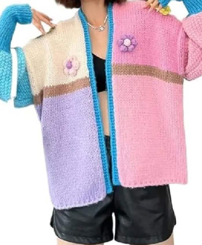 Mean Girls Avantika Knitted Crochet Flowers Cardigan
