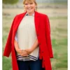 Melissa Peterman TV Series Finding Mr. Christmas 2025 Red Wool Long Coat