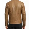 Men Camel Biker Style Leather Jacket