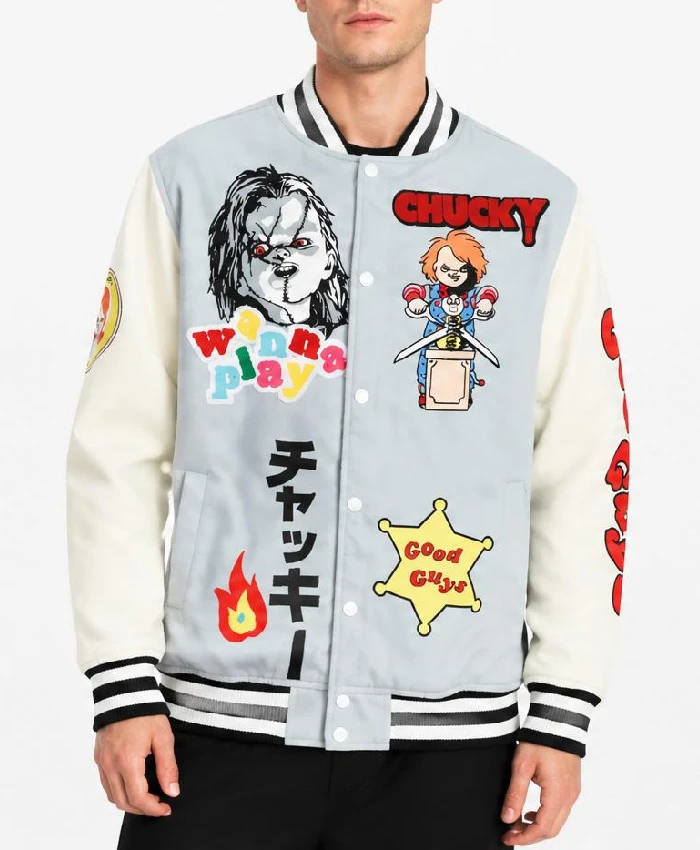 Men Chucky Good Guys Wanna Play Grey Jacket