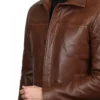 Men Cognac Brown Lambskin Leather Car Coat