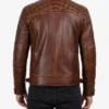 Men Cognac Brown Quilted Biker Style Leather Jacket
