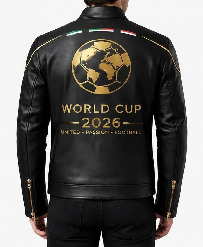 Men FIFA World Cup 2026 Black Leather Jacket