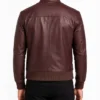 Moda Maroon Leather Bomber Jacket for mens