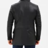 Men Notch Lapel 2 Buttons Black Lambskin Leather Blazer