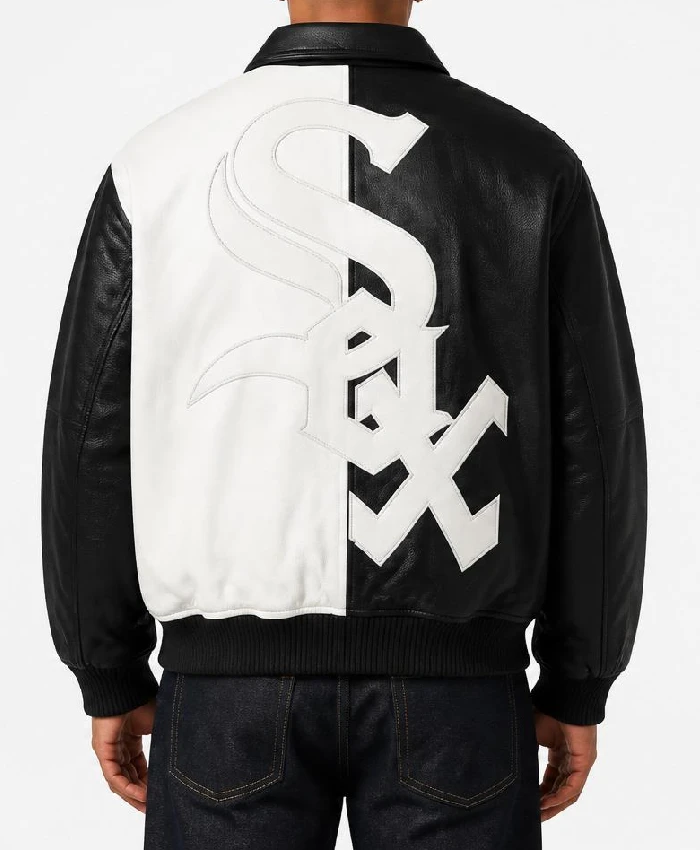 Men Supreme Chicago White Sox Leather Varsity Jacket