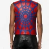 Men Supreme x Vanson Spider Web Leather Red Vest