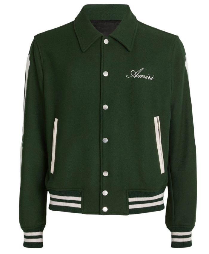 Men And Women Amiri Bones Letterman Wool Varsity Jacket