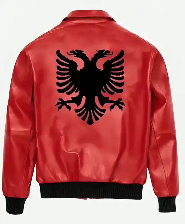 Men And Women Drake Albanian Flag Red Leather Jacket For Sale