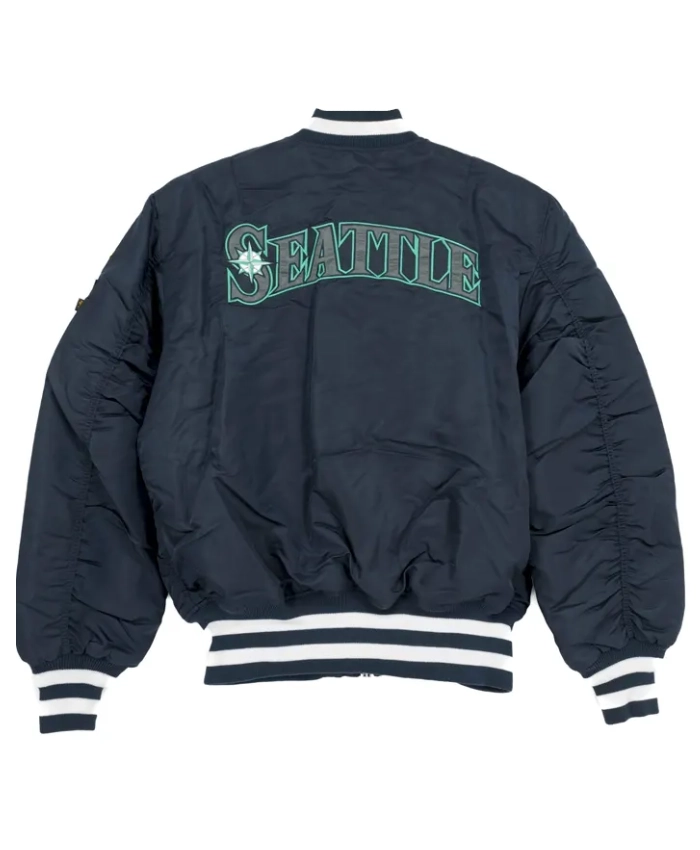 Men And Women Seattle Mariners Satin Ma 1 Bomber Jacket