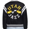 Men And Women Utah Jazz Printed Logo Black Varsity Satin Jacket