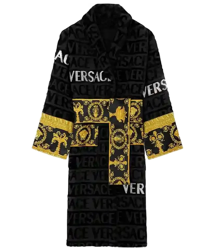 Kaia Wiza Flash Versace Word Black Bath Robe