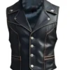 Mens Biker Black Leather Vest