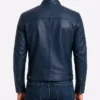 Biker Cafe Racer Slimfit Blue Leather Jacket for Mens